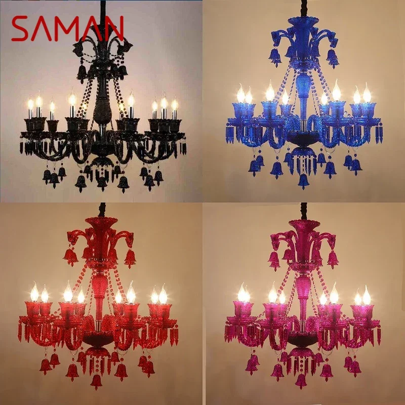 

Хрустальная Подвесная лампа SAMAN в роскошном стиле, европейская лампа в виде свечи, искусство гостиной, ресторана, спальни
