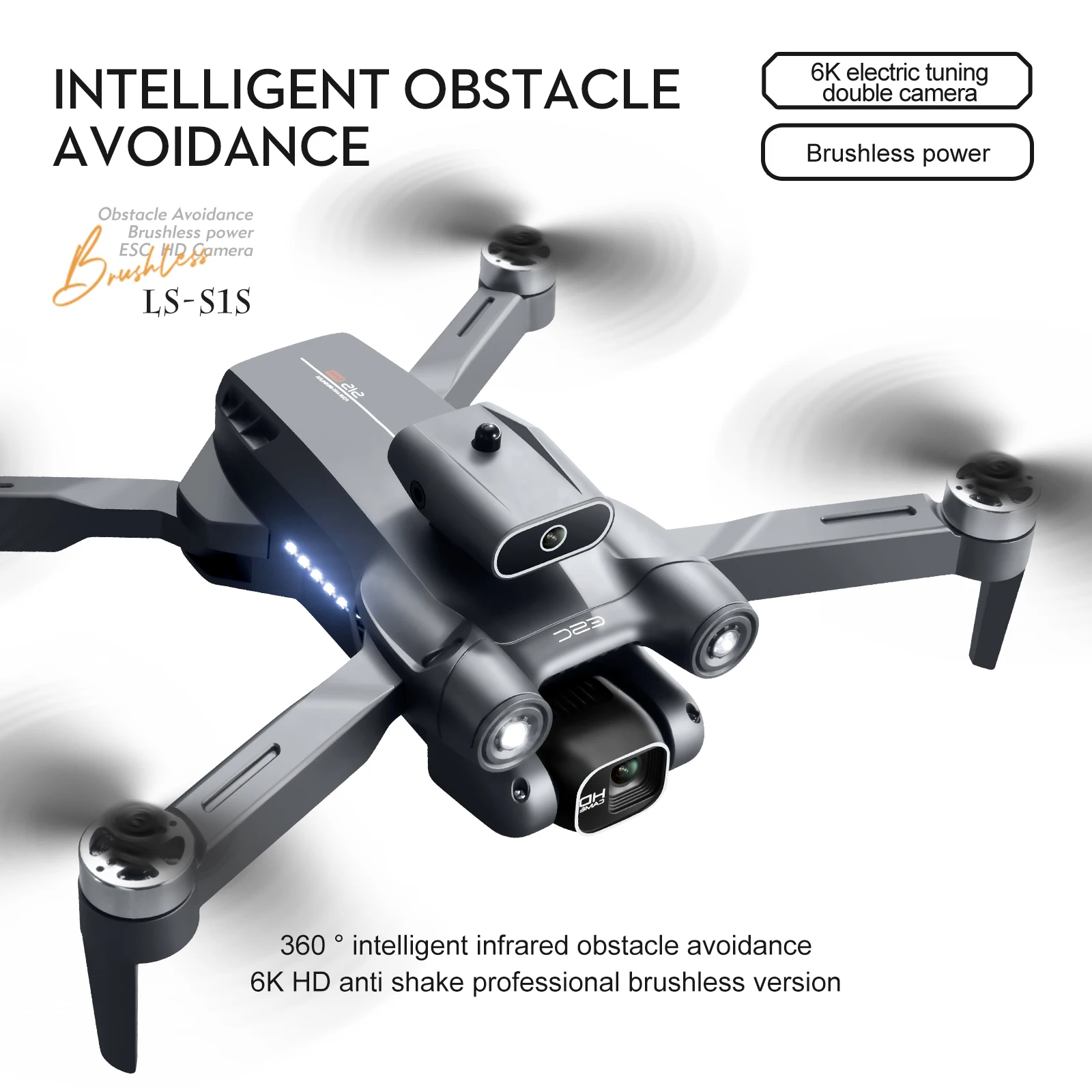 LS-S1S Mini Drone 6K Remote Control Aerial Photography Drone Brushless Folding 4K Quadcopter with Dual Lens Professional Drone
LS-S1S Mini Drone 6K Remote Control Aerial Photography Drone Brushless Folding 4K Quadcopter with Dual Lens Professional Drone