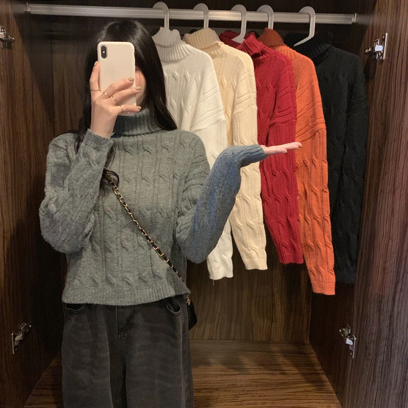 Autumn Winter Turtleneck Sweater Woman 2023 Korean Style Loose Twist Knit Pullover Women Fashion Wild Cropped Jumper Tops Female
Autumn Winter Turtleneck Sweater Woman 2023 Korean Style Loose Twist Knit Pullover Women Fashion Wild Cropped Jumper Tops Female