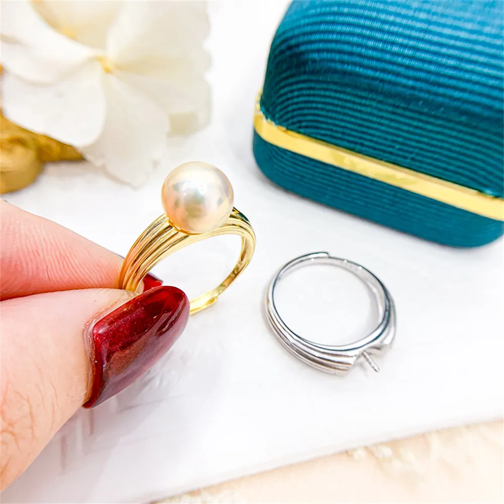 DIY Pearl Accessories S925 Sterling Silver Ring Empty Holder K Gold Edition Ring Silver Jewelry Holder Women's 7-10mm Beads
DIY Pearl Accessories S925 Sterling Silver Ring Empty Holder K Gold Edition Ring Silver Jewelry Holder Women's 7-10mm Beads