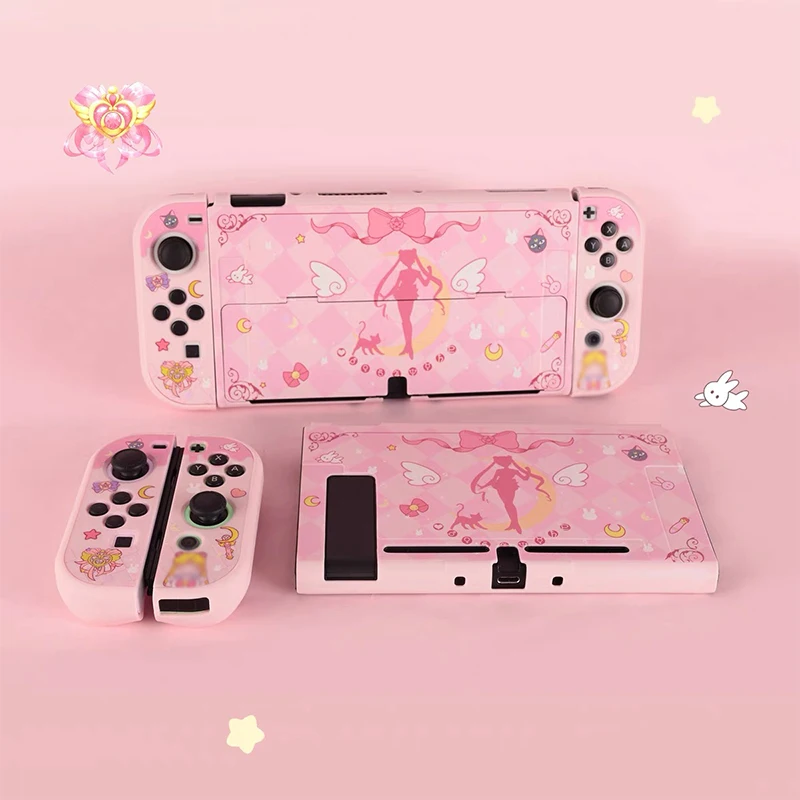 

Kawaii Pink Case for Nintendo Switch OLED Protective Case Cute Hard PC Cover JoyCon Controller NS Switch Gaming Accessories