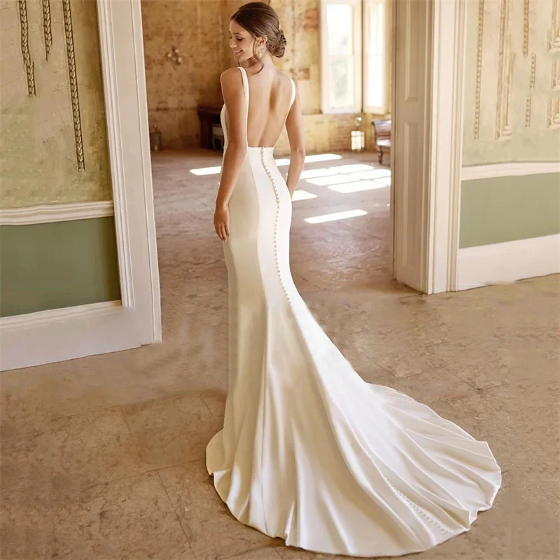 Women's Mermaid Wedding Dresses Square Collar Backless Slim Trumpet Tail Wedding Dresses for Bridesmaid Banquet Gathering 1247 
Women's Mermaid Wedding Dresses Square Collar Backless Slim Trumpet Tail Wedding Dresses for Bridesmaid Banquet Gathering 1247