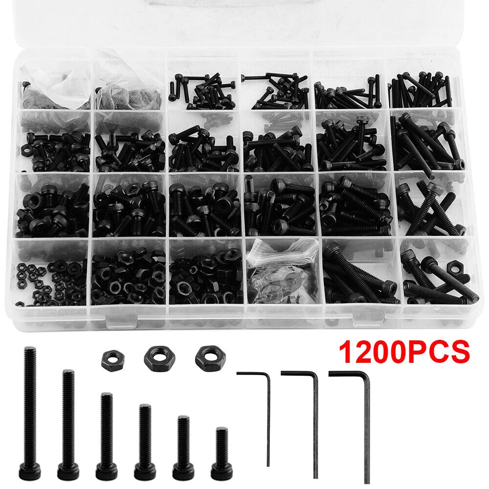 1200pcs M2 M3 M4 Hex Socket Screw Set Carbon Steel Flat Round Cap Head Screws Bolts And Nuts Assortment Kit With Storage Box
1200pcs M2 M3 M4 Hex Socket Screw Set Carbon Steel Flat Round Cap Head Screws Bolts And Nuts Assortment Kit With Storage Box