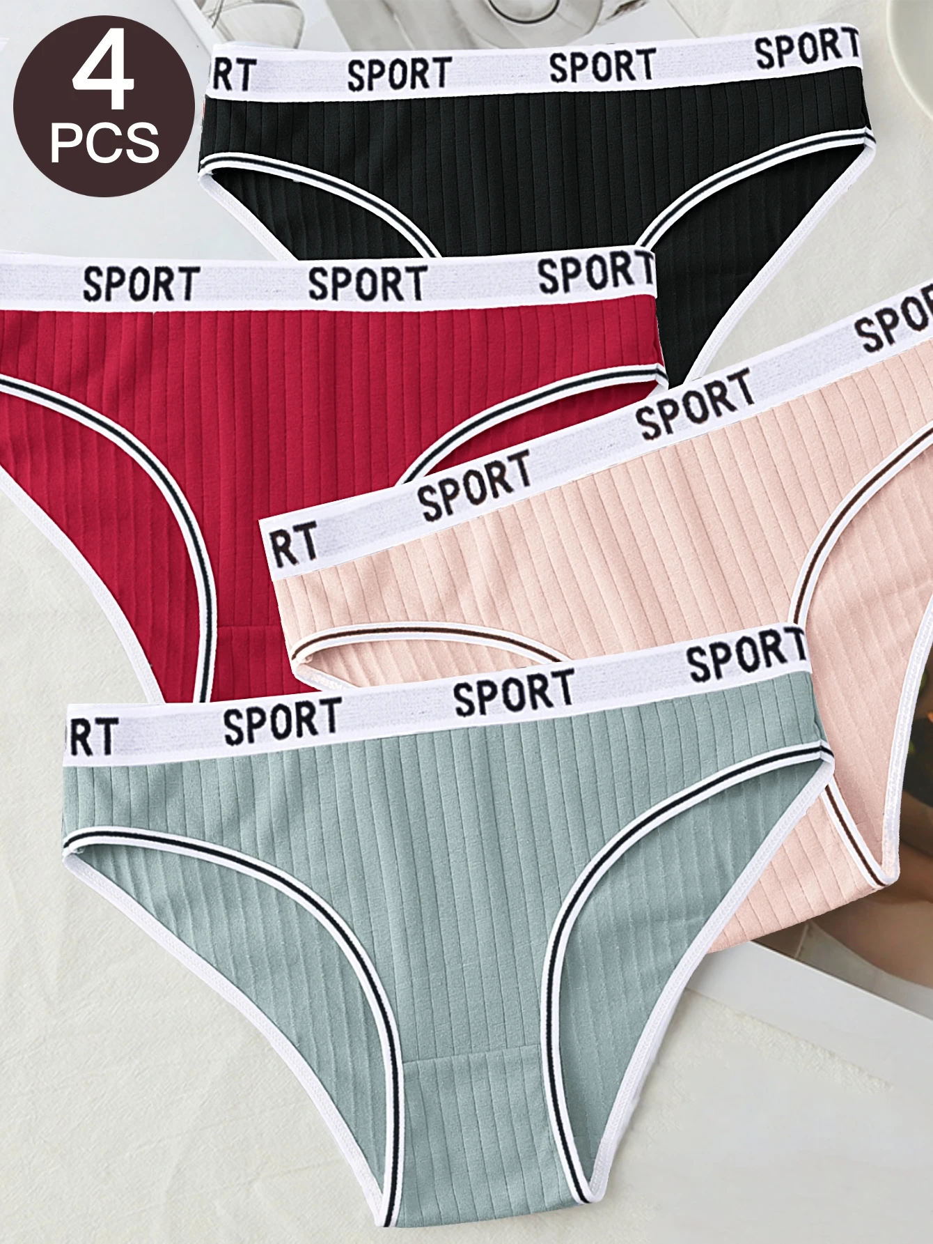 Pcs Letter Tape Sports Briefs Comfy Simple Mid Waist Intimates Panties Women S Lingerie