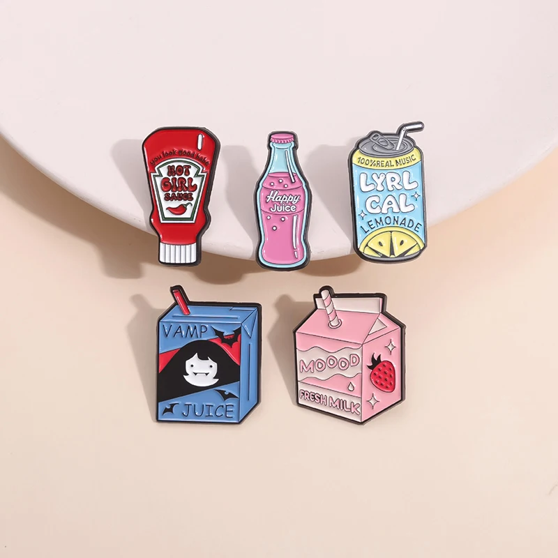 Hot Girl Sauce Enamel Pins Fresh Milk Happy Juice Lyrl Cal Lemonade Lapel Creative Metal Brooch Decorative Jewelry Wholesale
Hot Girl Sauce Enamel Pins Fresh Milk Happy Juice Lyrl Cal Lemonade Lapel Creative Metal Brooch Decorative Jewelry Wholesale 