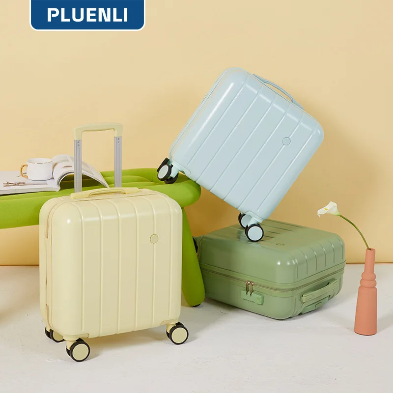 

PLUENLI Candy-Colored Luggage Women's Small Universal Wheel Trolley Mini Lightweight Suitcase with Combination Lock Boarding