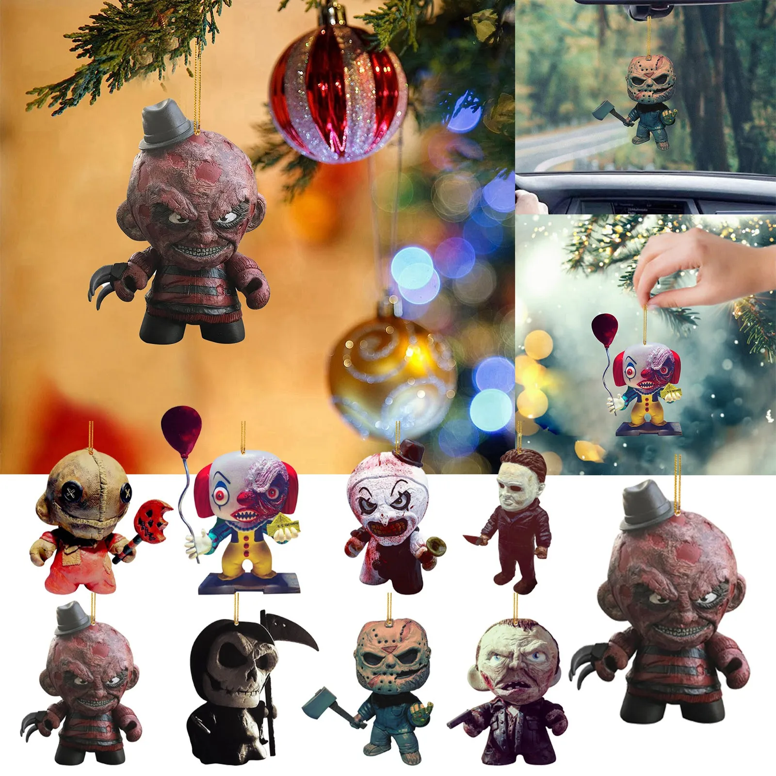 Halloween Horror Figure Hanging Ornament Acrylic Double Printing Home Decoration Window Car Pendant Backpack Hanging Decor 2D
Halloween Horror Figure Hanging Ornament Acrylic Double Printing Home Decoration Window Car Pendant Backpack Hanging Decor 2D