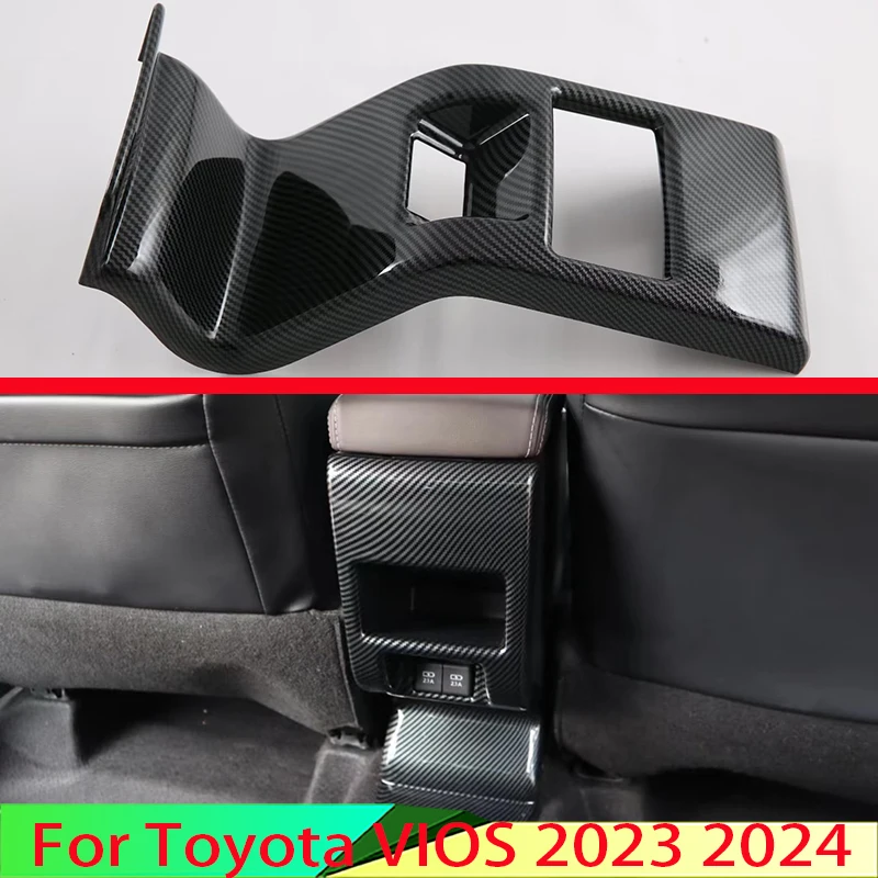 

Для Toyota VIOS 2023 2024 автомобильные аксессуары стильный подлокотник из углеродного волокна задняя решетка вентиляционного отверстия отделочная крышка