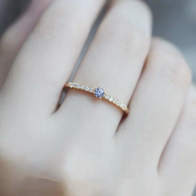 Retro white blue purple tanzanite micro-set small zircon sterling silver ring simple basic model
Retro white blue purple tanzanite micro-set small zircon sterling silver ring simple basic model