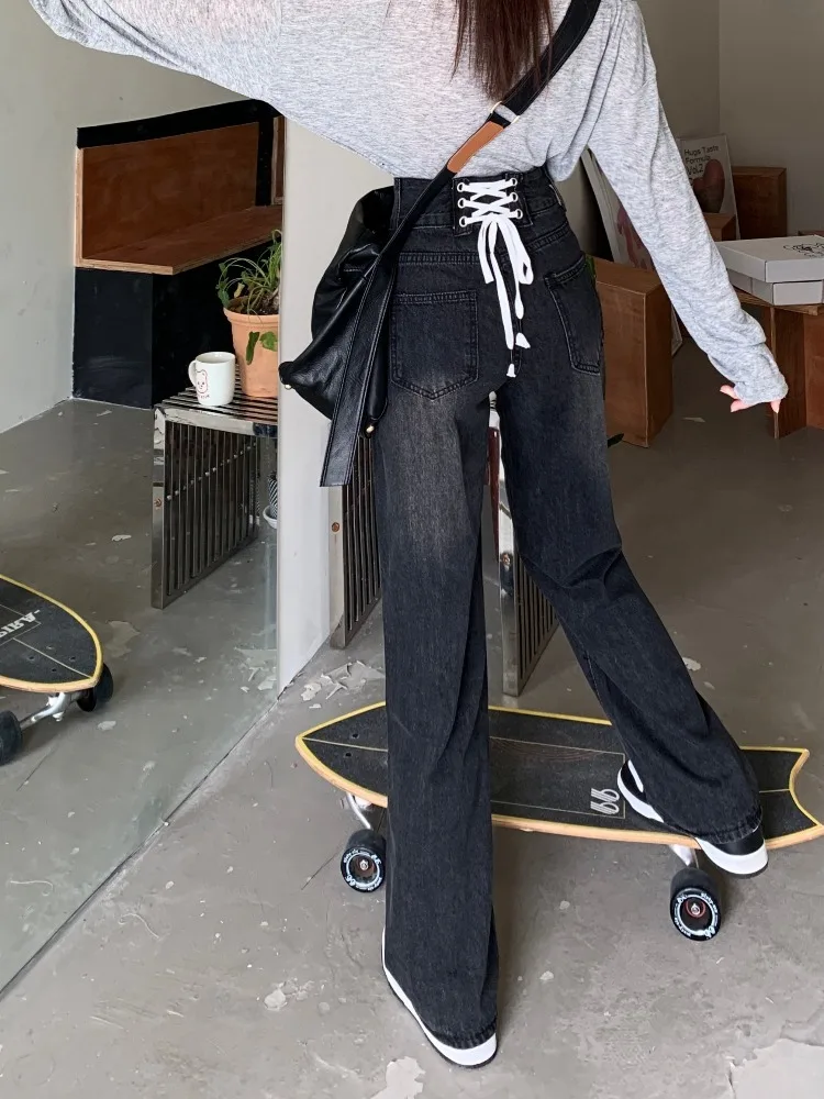 High Waisted Jeans for Women 2023 New Drawstring Jeans Woman Streetwear Straight Black Jeans Full Length Pants
High Waisted Jeans for Women 2023 New Drawstring Jeans Woman Streetwear Straight Black Jeans Full Length Pants