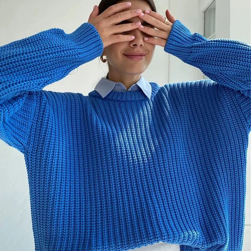 Round Collar Pullover Loose Sweater for Women Autumn Winter Fashion Knitted Tops Thick Knitwears Long Sleeve Clothing 24303
Round Collar Pullover Loose Sweater for Women Autumn Winter Fashion Knitted Tops Thick Knitwears Long Sleeve Clothing 24303
