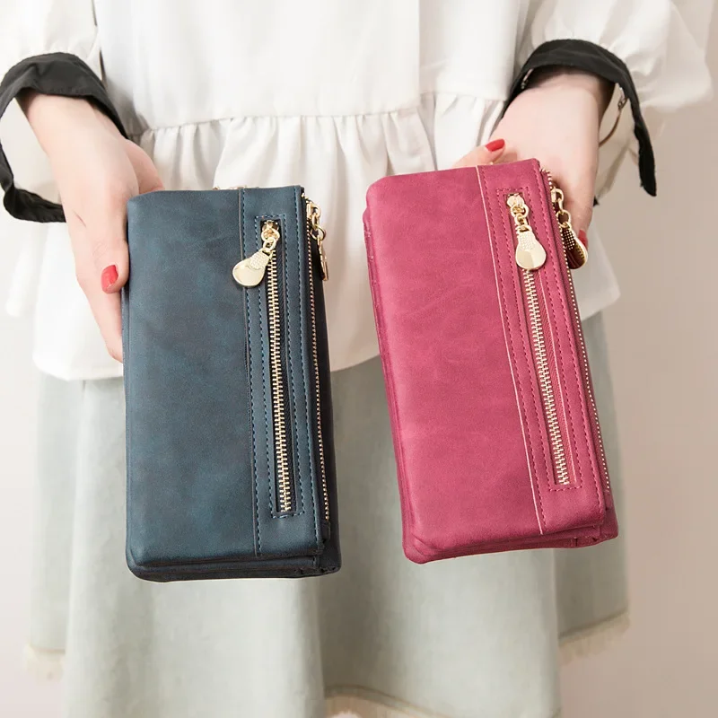 

New Women Leather Wallet Female Purses Big Capacity Hasp Zipper Purse Ladies Long Wristlet Clutch Coin Card Holders מכבי חיפה