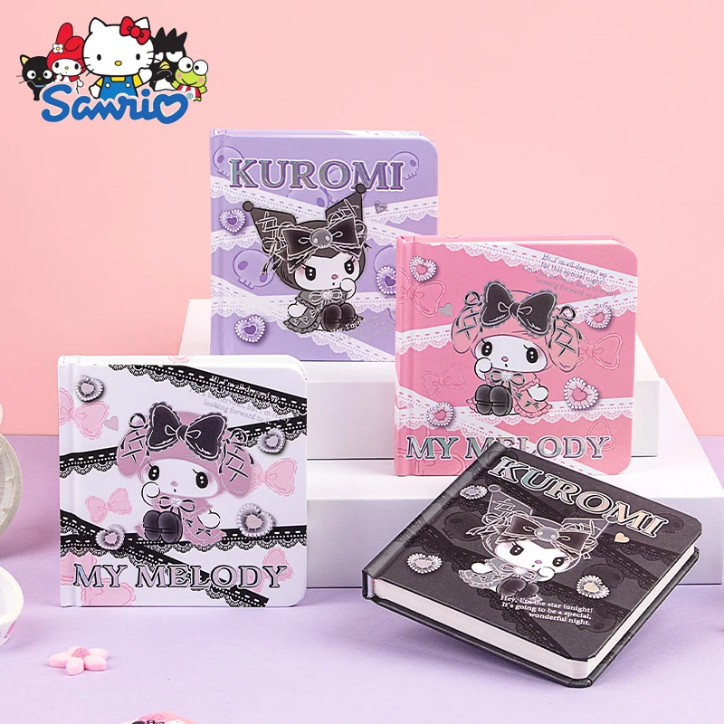 

Новинка Подлинная квадратная карманная книга Sanrio Kuromi Melody ручной работы симпатичная палочка для девушек клетчатый студенческий набор блокнотов канцелярские принадлежности