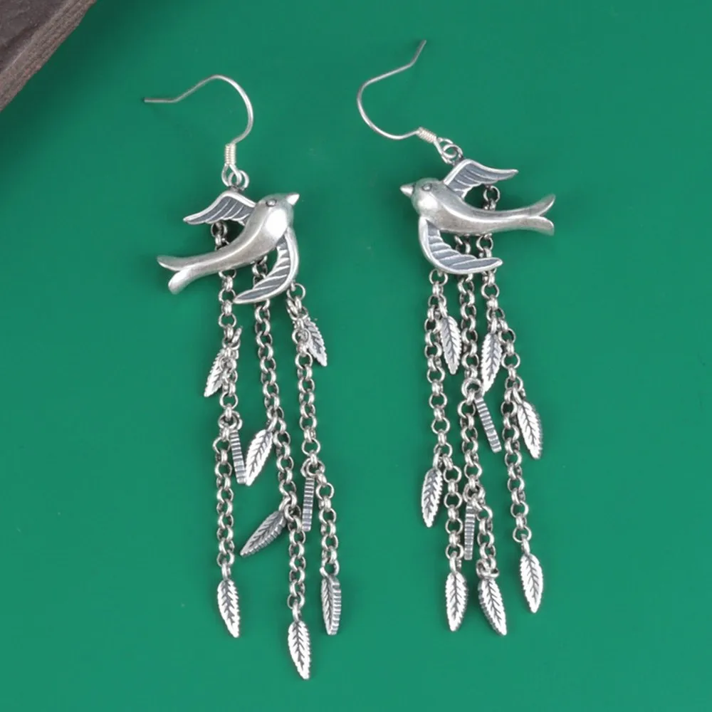 Real Pure S925 Sterling Silver Women Swallow Bird Tassel Leaf Dangle Earrings 10g
Real Pure S925 Sterling Silver Women Swallow Bird Tassel Leaf Dangle Earrings 10g