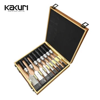 KAKURI 매우 긴 스타일 다기능 목재 치즐 세트, 목공용 나무 상자 포함, 60HRC NO.ENP-8S 강화, 8 개
