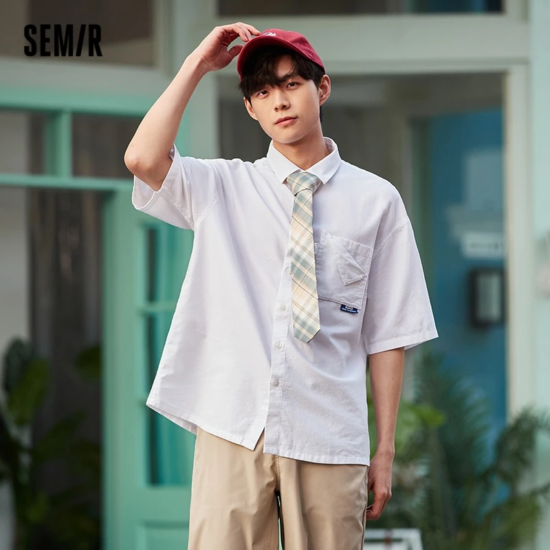 

Semir Short Sleeve Shirt Men Moisture Absorption And Quick-Drying 2024 Summer New College Style Men'S Loose Uniform Shirt Trend