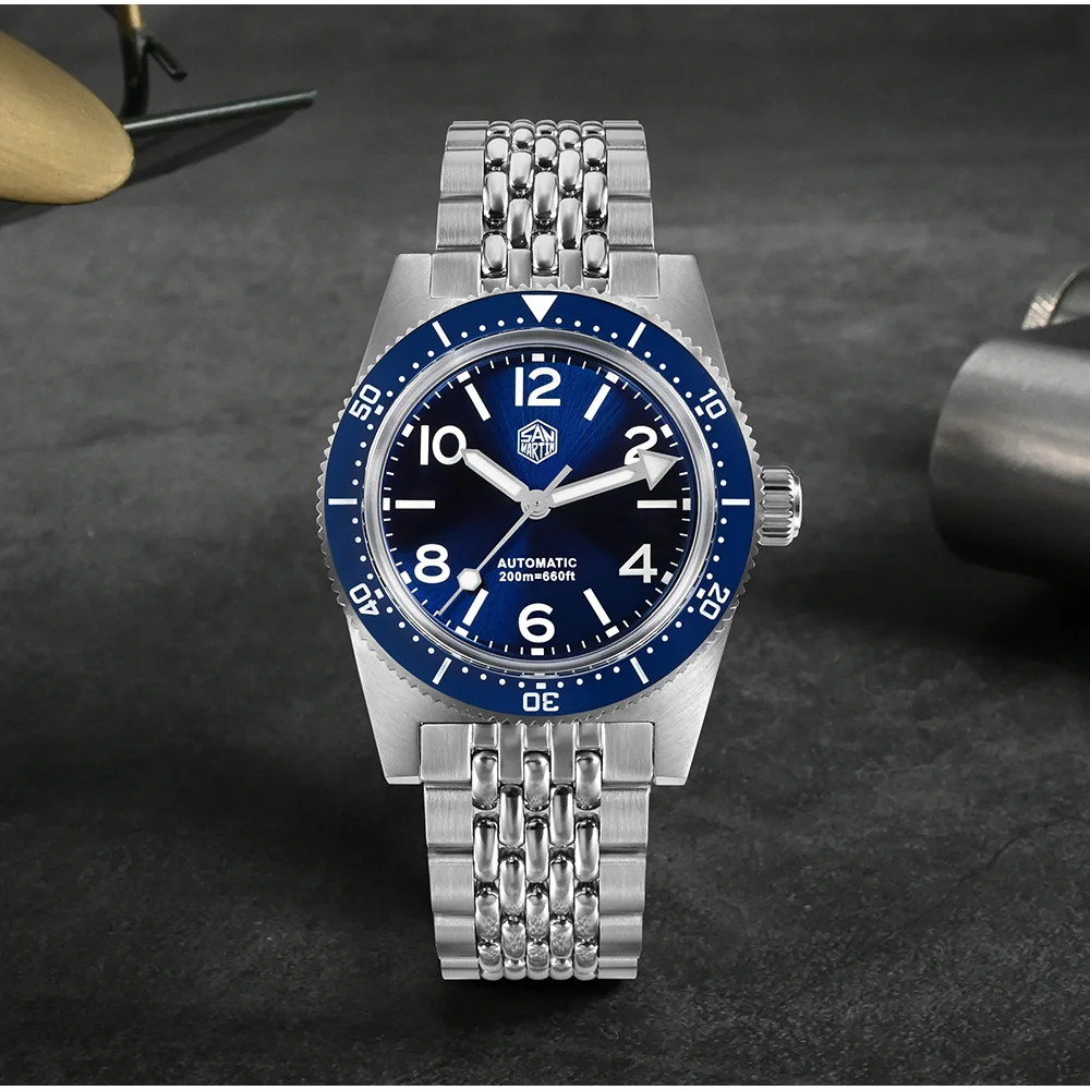 

San Martin New 37mm 62Mas Men Luxury Diving Watch Automatic Mechanical Wristwatch Fly Adjustable Clasp Waterproof 200M BGW-9