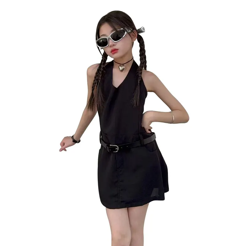Cool Kids Girl Fashion Black Backless Halter-Neck One Piece Dresses with Free Belt Playsuit Costume New Summer Children Jumpsuit
Cool Kids Girl Fashion Black Backless Halter-Neck One Piece Dresses with Free Belt Playsuit Costume New Summer Children Jumpsuit