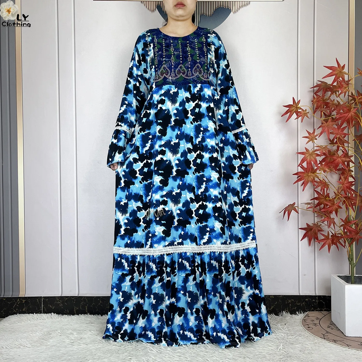 فستان نسائي جديد موضة 2026 بتصميم زهري وأكمام طويلة من القطن مع وشاح كبير، قفطان دبي، فستان فضفاض كاجوال، فساتين أفريقية فستان نسائي جديد موضة 2026 بتصميم زهري وأكمام طويلة من القطن مع وشاح كبير، قفطان دبي، فستان فضفاض كاجوال، فساتين أفريقية