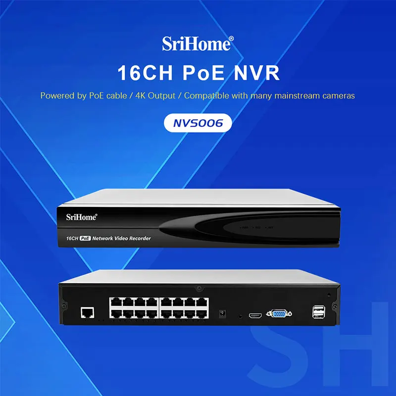 Сетевой видеорегистратор Srihome, 16-канальный сетевой регистратор POE NVR H.265 ONVIF HDMI 4K с выходом, охранная система видеонаблюдения с IP-камерами
Сетевой видеорегистратор Srihome, 16-канальный сетевой регистратор POE NVR H.265 ONVIF HDMI 4K с выходом, охранная система видеонаблюдения с IP-камерами