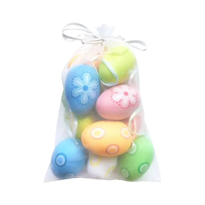 

12pcs Foam Easter Eggs Happy Easter Party Decorations for Home Colorful Bunny Bird Egg Hanging Ornament DIY Craft Kids Gifts Toy