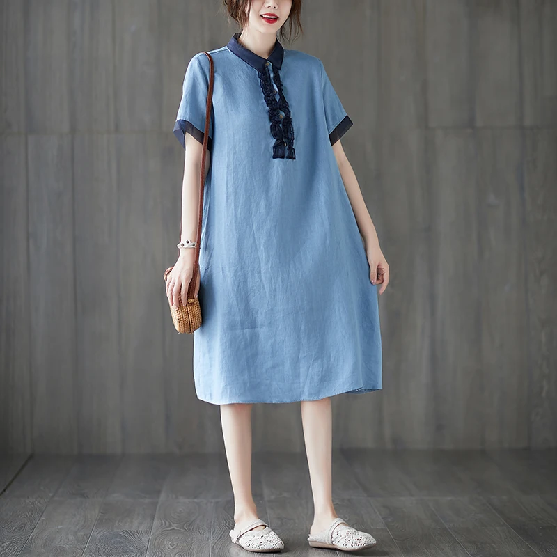 Женское платье-блузка в Корейском стиле, повседневное офисное платье для работы, Новое поступление на лето, 2022 
Женское платье-блузка в Корейском стиле, повседневное офисное платье для работы, Новое поступление на лето, 2022