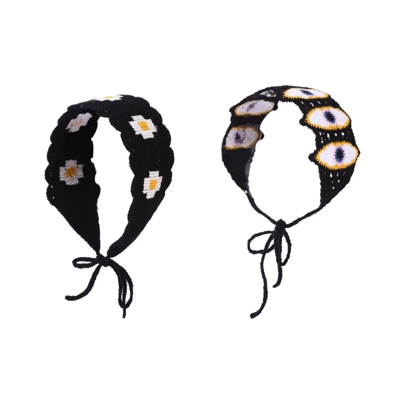 

Sweet Girls Crochet Flower Headband Summer Sunproof Turban Tie Back Camping Headwrap Teenagers Lovely Hair Kerchief Dropship