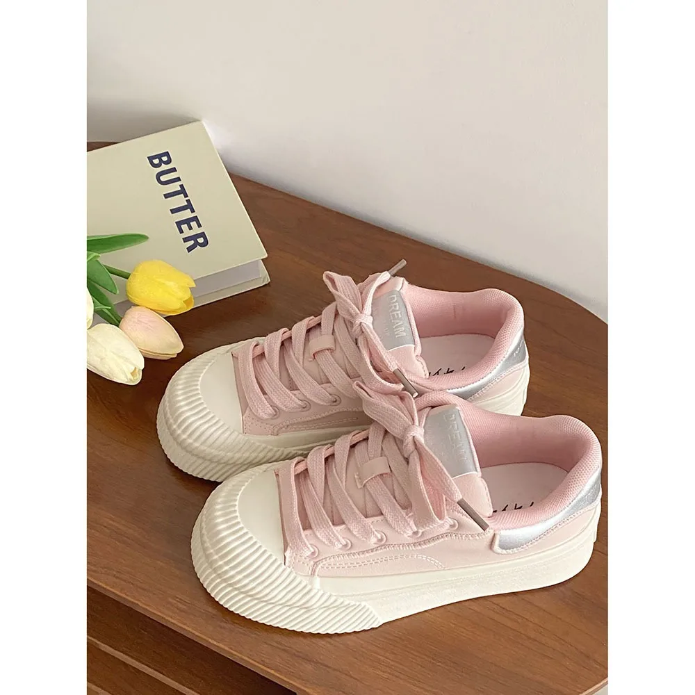 

Thick Soled Leather Top Quality Women Shoes 2024 Instagram Trendy Fashion Soft Soled Women Casual Shoes Sports Shoes 24-155