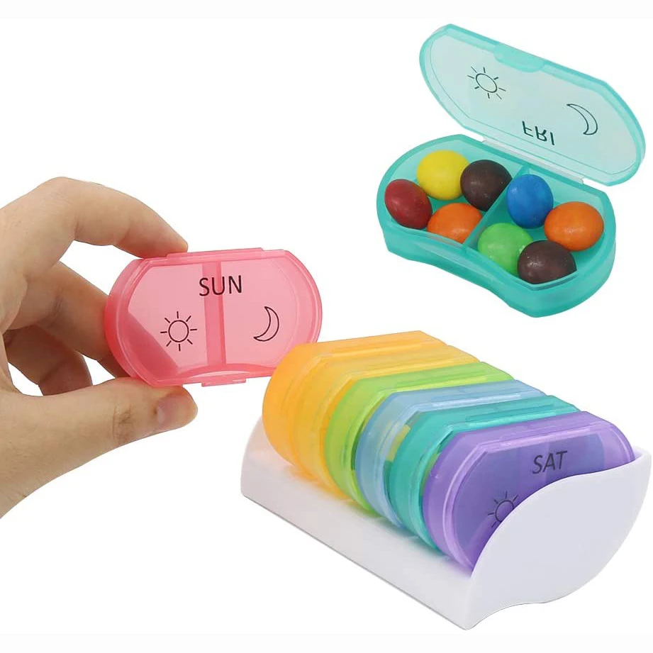 

Pill Box 2 Times a Day,Weekly Pill Organizer AM PM with 7 Daily Pocket Case to Hold Vitamin,Medicine,Medication and Supplement