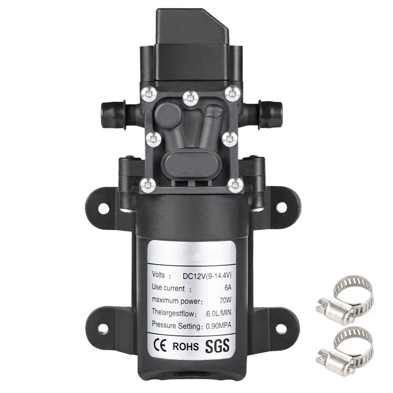 Diaphragm Pump 12V Water Pump 70W 6A Self Priming Sprayer Pump 6 L/Min 130 PSI for Agricultural Irrigation Boat Car Wash Garden
Diaphragm Pump 12V Water Pump 70W 6A Self Priming Sprayer Pump 6 L/Min 130 PSI for Agricultural Irrigation Boat Car Wash Garden