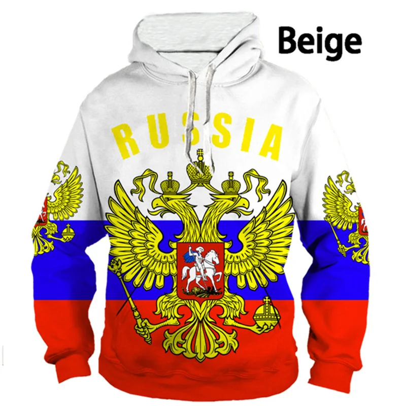 

Russia Flag Hoodie Golden Russian Two-headed Eagle Emblem Hooded Pullovers 3D Print CCCP RUS New in Hoodies & Sweatshirts Hoody