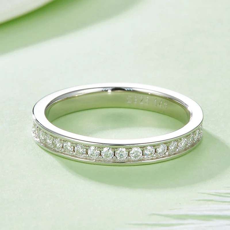 

IOGOU Full Moissanite Eternity Band Rings 1.5mm D VVS1 Diamond Luxury Women's Rings Silver 925 Engagement Wedding Jewelry Gift