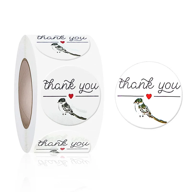 

500pcs/roll 25mm Thank You Stickers 1inch Envelope Seal Labels Gift Packaging Stickers Wedding Birthday Party Offer Stationery
