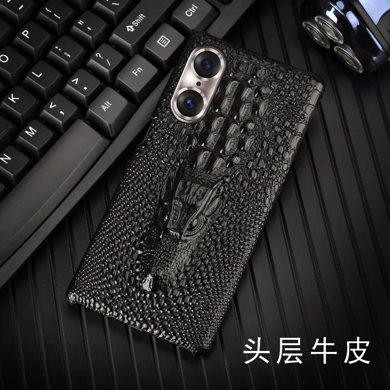 

Luxury Genuinnew Genuine Leather Luxury 3d Crocodile Head Phone Case For Honor 60 50 Se Magic 3 Honor60 Honor50 Pro Cover Cases