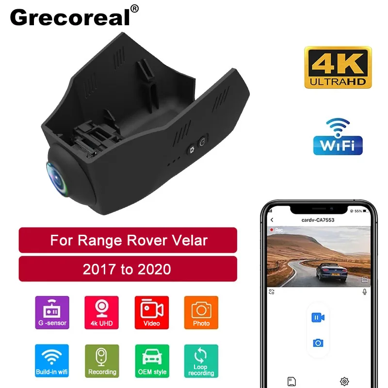 

4K Car Dash Cam Front Rear Wifi Dash Camera Dual Cam Car Dvr OEM Dashcam for Range Rover Velar L560 2020 2019 2018 2017