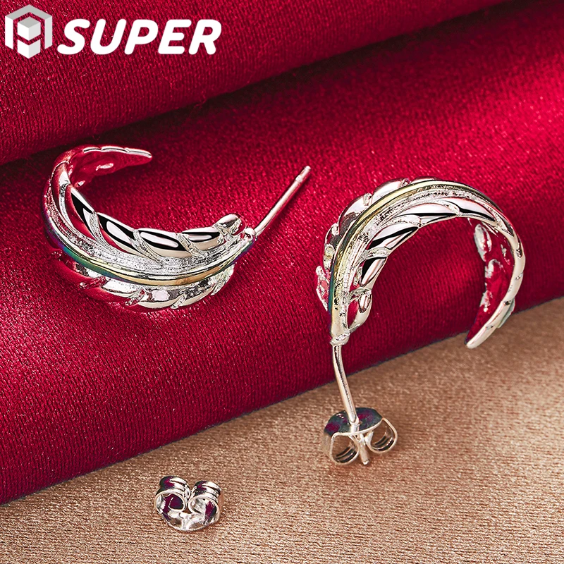 925 Sterling Silver Gold Feather Stud Earrings For Woman Wedding Engagement Fashion Party Charm Jewelry
925 Sterling Silver Gold Feather Stud Earrings For Woman Wedding Engagement Fashion Party Charm Jewelry