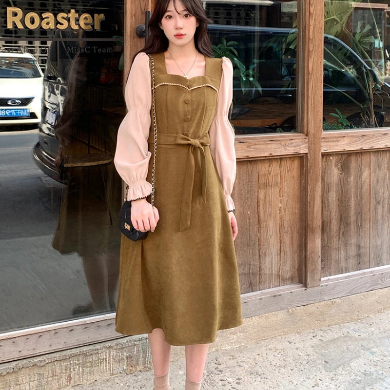 Korean Style Pregnancy Dress for Winter Sweet Long Flare Sleeve Patchwork Square Collar Maternity Dress Women's Corduroy Dresses
Korean Style Pregnancy Dress for Winter Sweet Long Flare Sleeve Patchwork Square Collar Maternity Dress Women's Corduroy Dresses