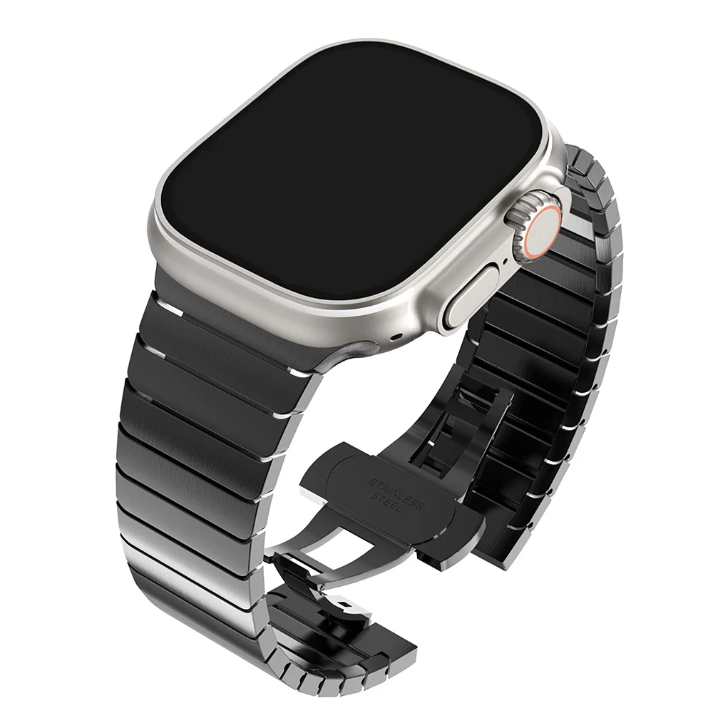 

Звеньевой браслет для Apple Watch Series 8 Band 49 мм 45 мм 44 мм 42 мм 40 мм 41 мм 38 мм, ремешок из нержавеющей стали для iWatch SE 2 Ultra 7 6 5 4 3