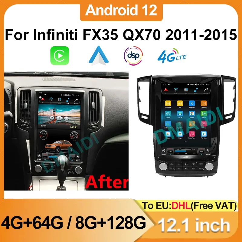12.1inch Android 12 Multimedia Player For Infiniti FX35 QX70 2011-2015 Car Radio Head Unit GPS Navi Auto Carplay Touch Screen 4G
12.1inch Android 12 Multimedia Player For Infiniti FX35 QX70 2011-2015 Car Radio Head Unit GPS Navi Auto Carplay Touch Screen 4G