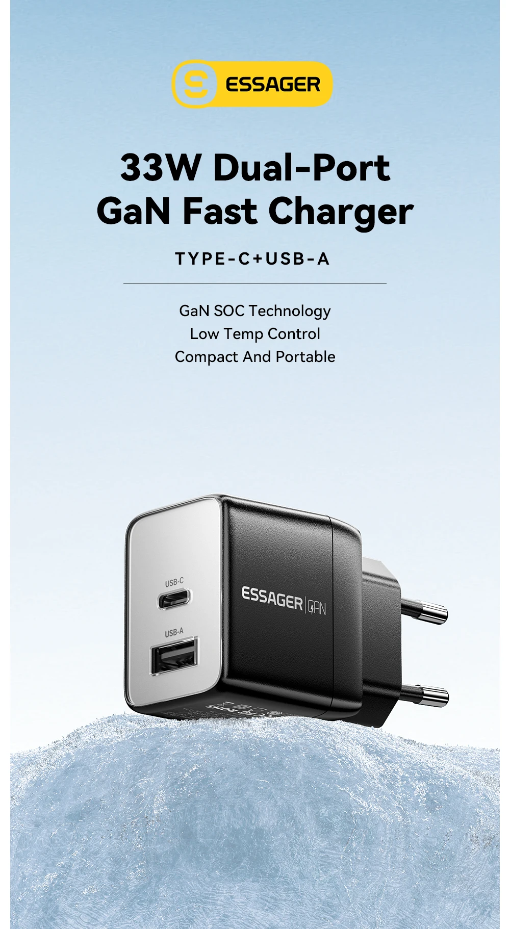 Essager 33W GaN Charger USB Type C For iPhone 15 14 13 Pro Max PD Fast Charging Charger For iPad Macbook Xiaomi Mobile Chargers Essager 33W GaN Charger USB Type C For iPhone 15 14 13 Pro Max PD Fast Charging Charger For iPad Macbook Xiaomi Mobile Chargers