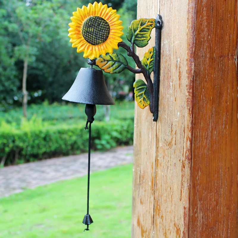 

Cast Iron Crafts Enthusiasm Sunflower Vintage Iron Doorbell Wall Decoration Garden Bell Home Garden Decoration