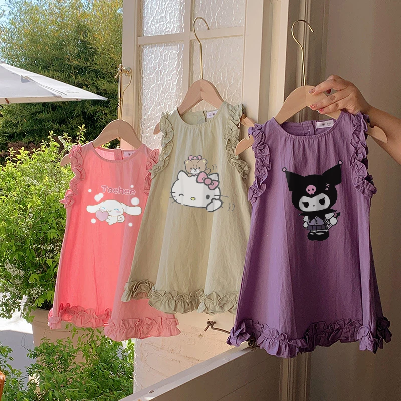 Детское летнее платье без рукавов Sanrio Cinnamoroll Hellokitty Kuromi новый стиль хлопковая Свободная юбка с оборками для девочек
Детское летнее платье без рукавов Sanrio Cinnamoroll Hellokitty Kuromi новый стиль хлопковая Свободная юбка с оборками для девочек