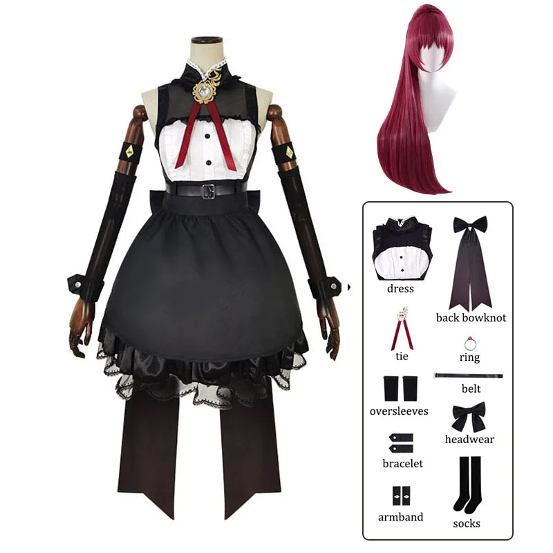 

Sakura Kyoko Cosplay Costume Wig Black Dress Anime Puella Magi Madoka Magica Suit Women Girls Halloween Carnival Party Outfits