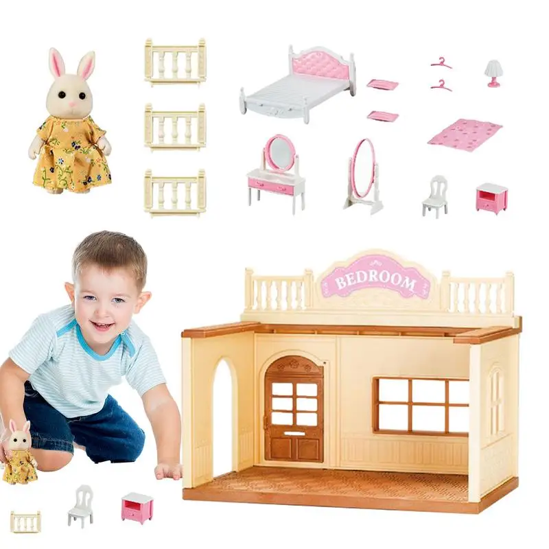 

Кукольный домик, игрушки для девочек, миниатюрный деревянный домик для ролевых игр, Набор детских игрушек, ролевые игры, подарки для мальчиков, девочек, детей, малышей