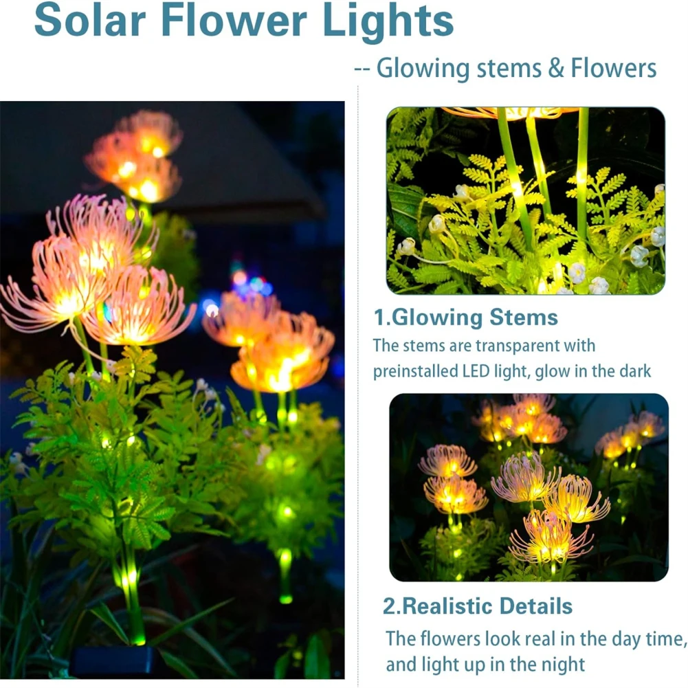 2Pcs Solar Flowers Garden Lights With LED Lights Solar Panel IP65 Waterproof Outdoor Flower Solar Lamp For Yard Backyard Lawn
2Pcs Solar Flowers Garden Lights With LED Lights Solar Panel IP65 Waterproof Outdoor Flower Solar Lamp For Yard Backyard Lawn