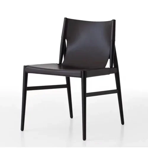 

Итальянский кожаный обеденный стул, простой деревянный дизайнерский современный роскошный обеденный стул из массива дерева в скандинавском стиле, мебель для дома