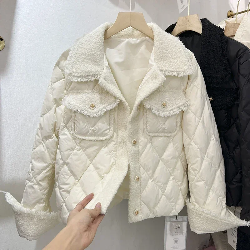 

Sandro Rivers Autumn Winter Vintage Small Fragrant Coat For Women Fashion Ultra Light Warm Casual Coat Female Puffer Jacket