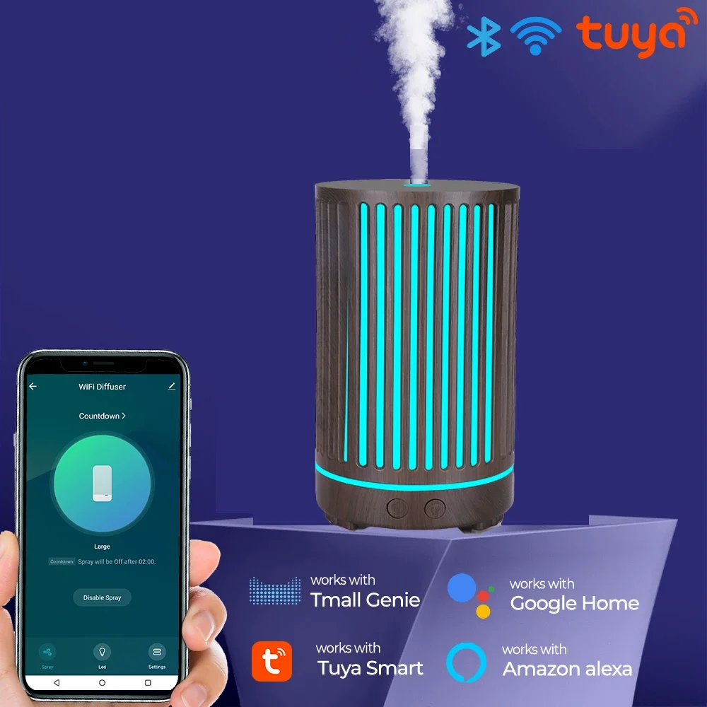 

Tuya Smart Aroma Diffuser Wifi Wireless Oil Essential Diffuser Air Humidifier Mist with LED Light App and Voice Remote Control