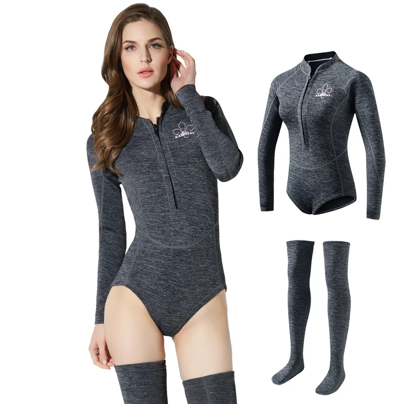2MM Neoprene Diving Suit Women Profession Long Rash Guard With Socks Snorkel Rashguard Female Swimming Surfing Wetsuit
2MM Neoprene Diving Suit Women Profession Long Rash Guard With Socks Snorkel Rashguard Female Swimming Surfing Wetsuit