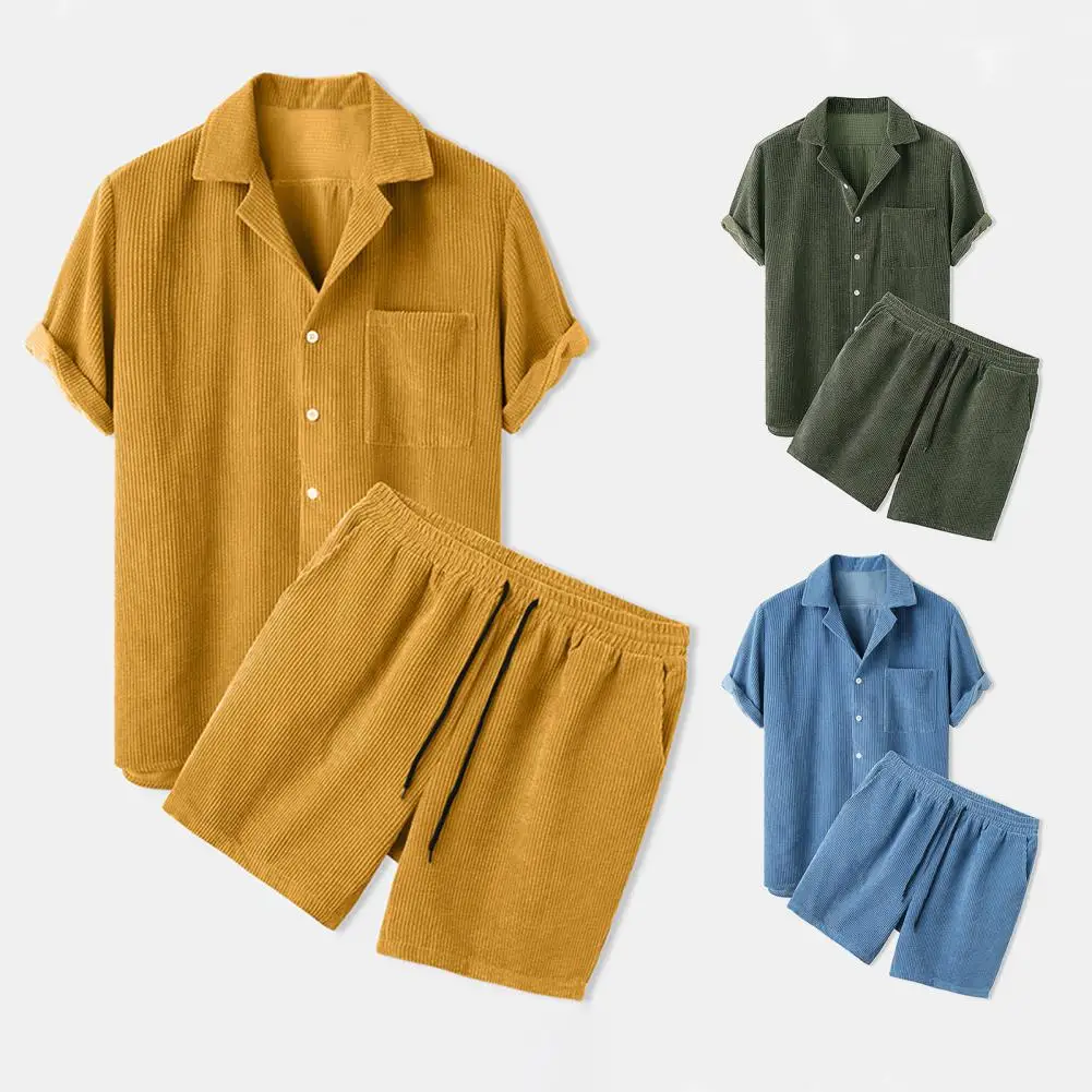 Summer Men Corduroy Shorts Sets Fashion Lapel Short Sleeve Shirts+Shorts Solid Color 2 Piece Set Mens Casual Outfit Sportswear
Summer Men Corduroy Shorts Sets Fashion Lapel Short Sleeve Shirts+Shorts Solid Color 2 Piece Set Mens Casual Outfit Sportswear